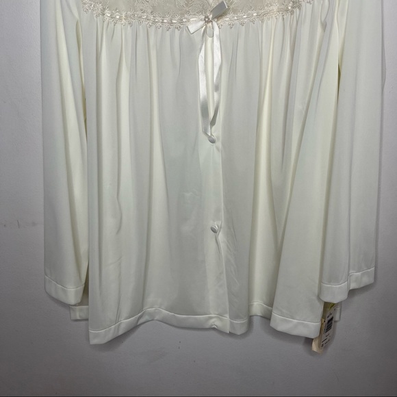 VINTAGE VANITY FAIR Dead Stock Satin Sheer Night Long Sleeve Sleep Shirt - Picture 3 of 12